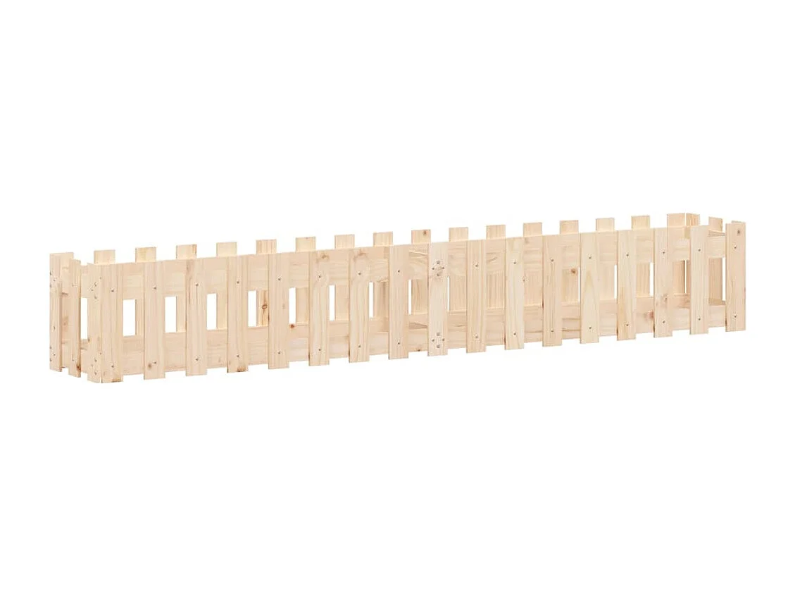 Arriate elevado jardín con valla madera maciza pino 200x30x30cm