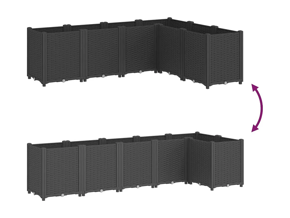 Vaso/floreira 160x120x53 cm PP preto