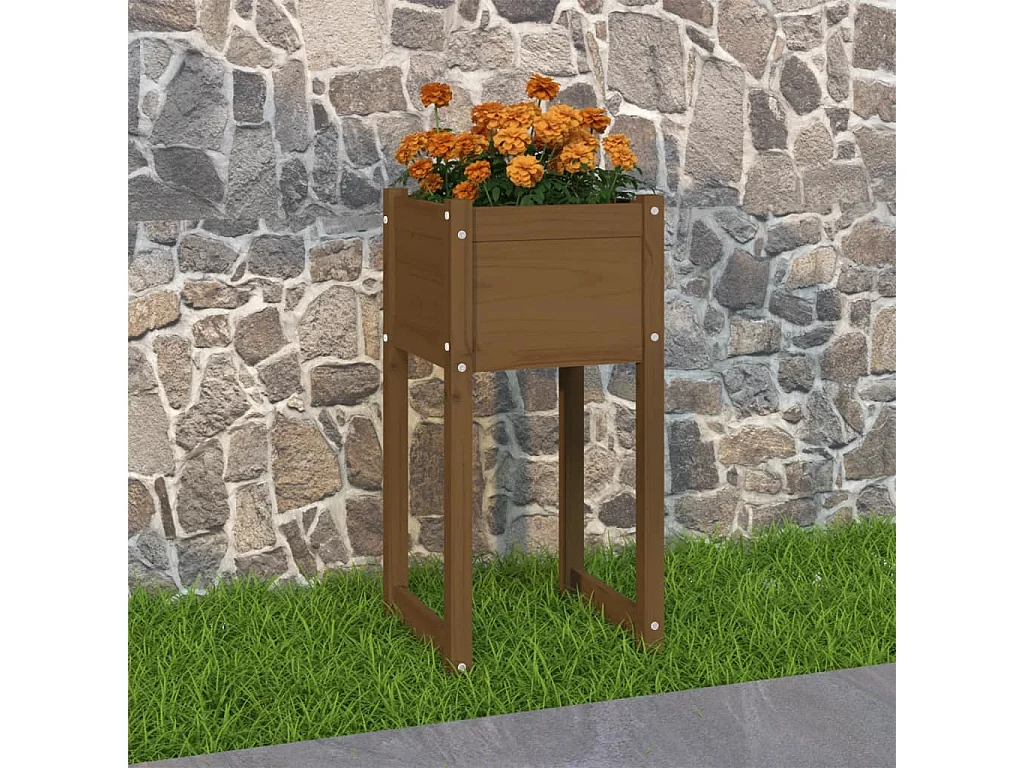 Jardinière Marron miel 40x40x81 cm Bois massif de pin
