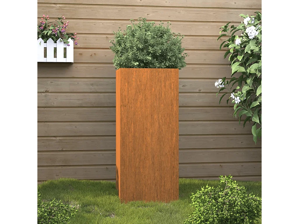 Jardinera de acero corten 32x27,5x75 cm