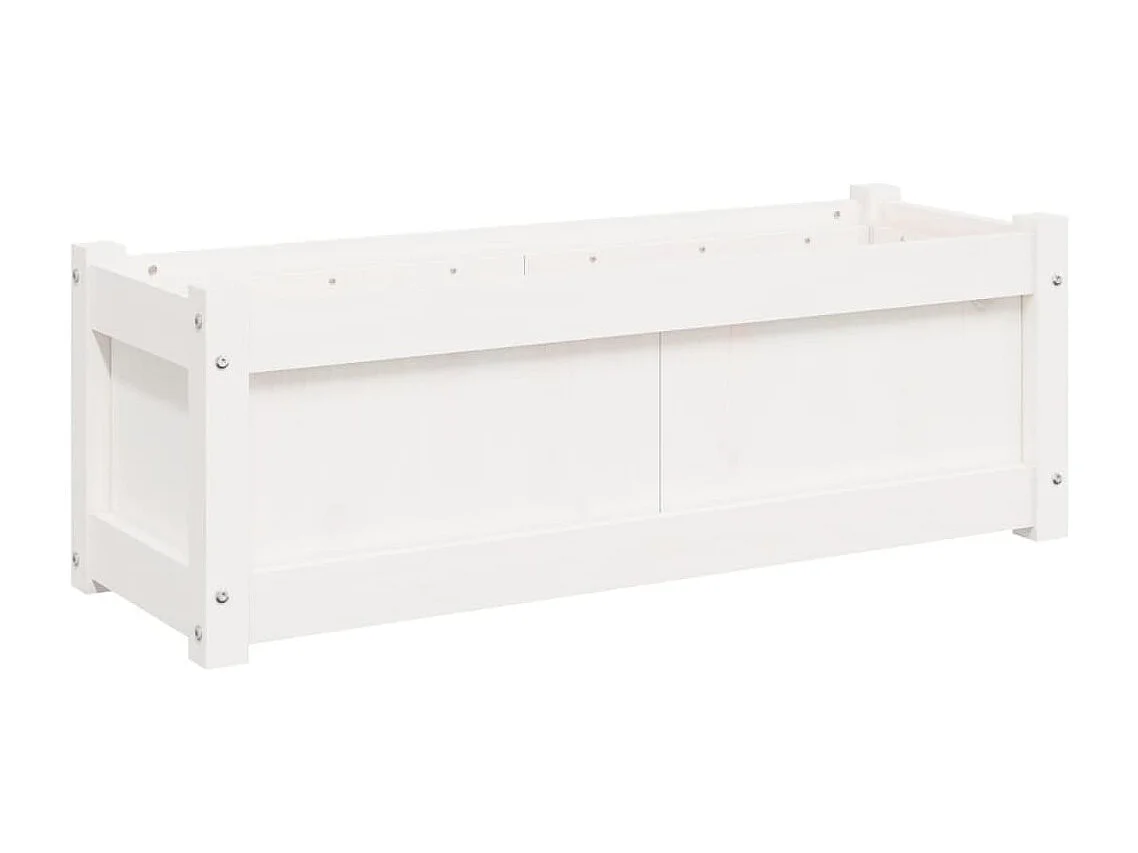 Jardinière blanc 90x31x31 cm bois massif de pin