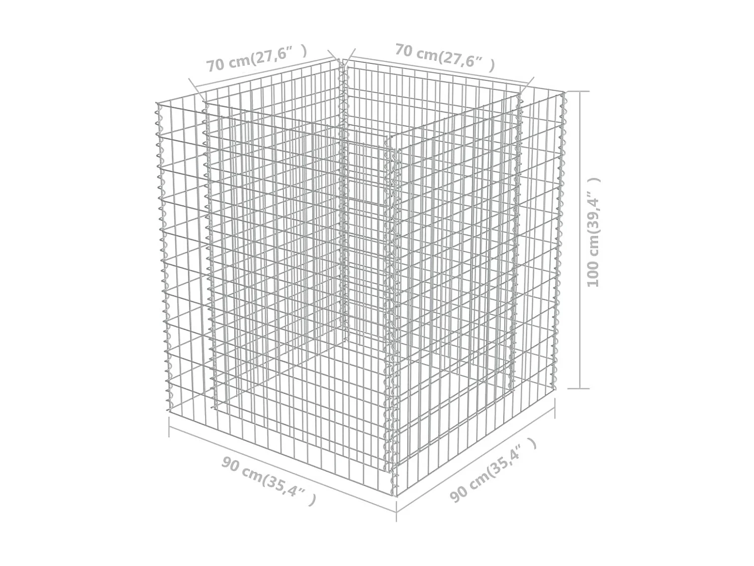 Lit surélevé à gabion Acier galvanisé 90x90x100 cm