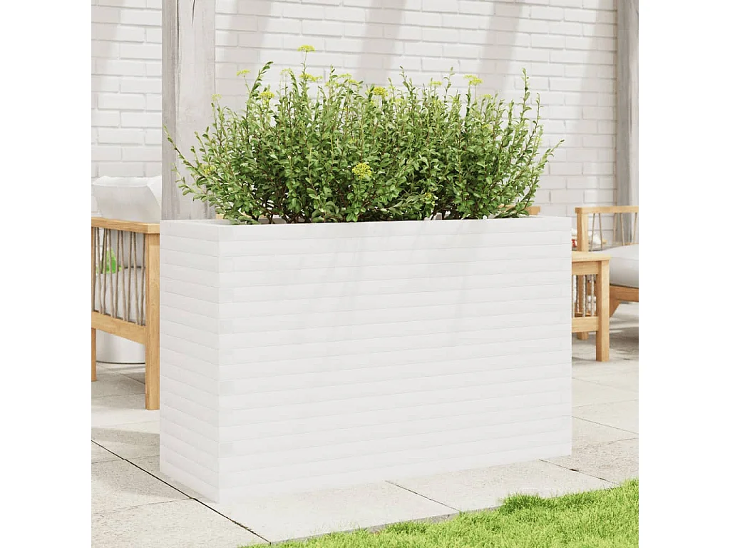 Vaso/floreira de jardim 110x40x68,5 cm pinho maciço branco