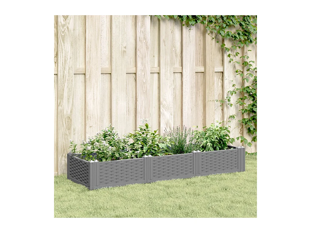 Jardinera con clavijas PP gris claro 125x40x28,5 cm