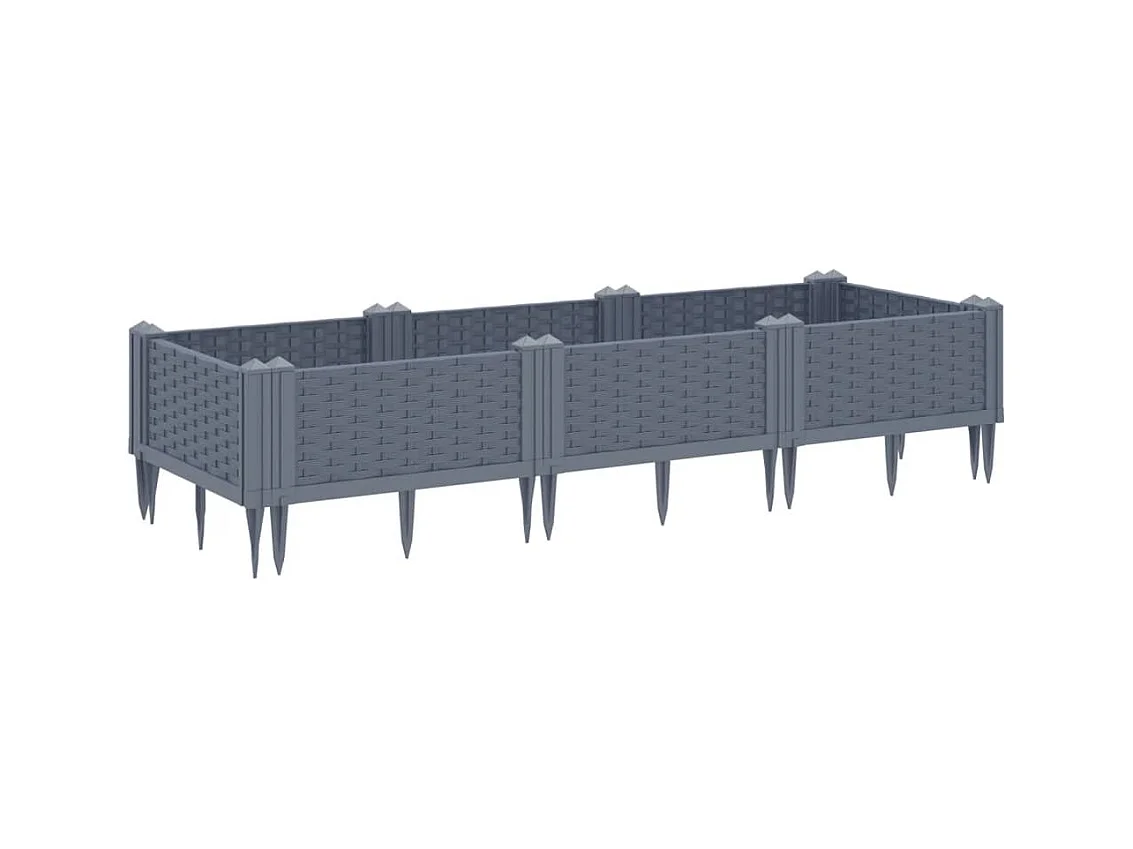 Jardinera con clavijas PP gris 125x40x28,5 cm