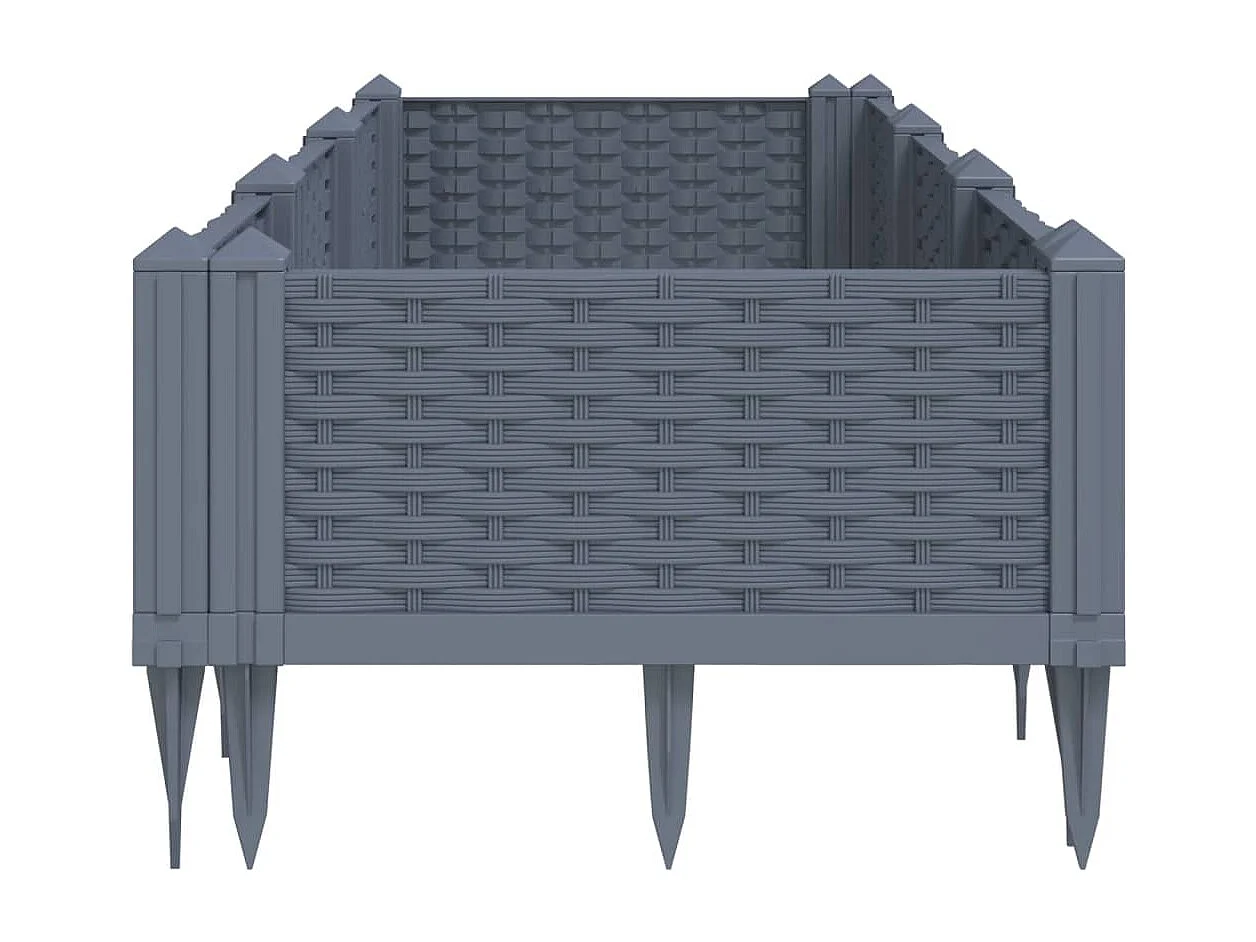 Jardinière avec piquets gris 125x40x28,5 cm PP