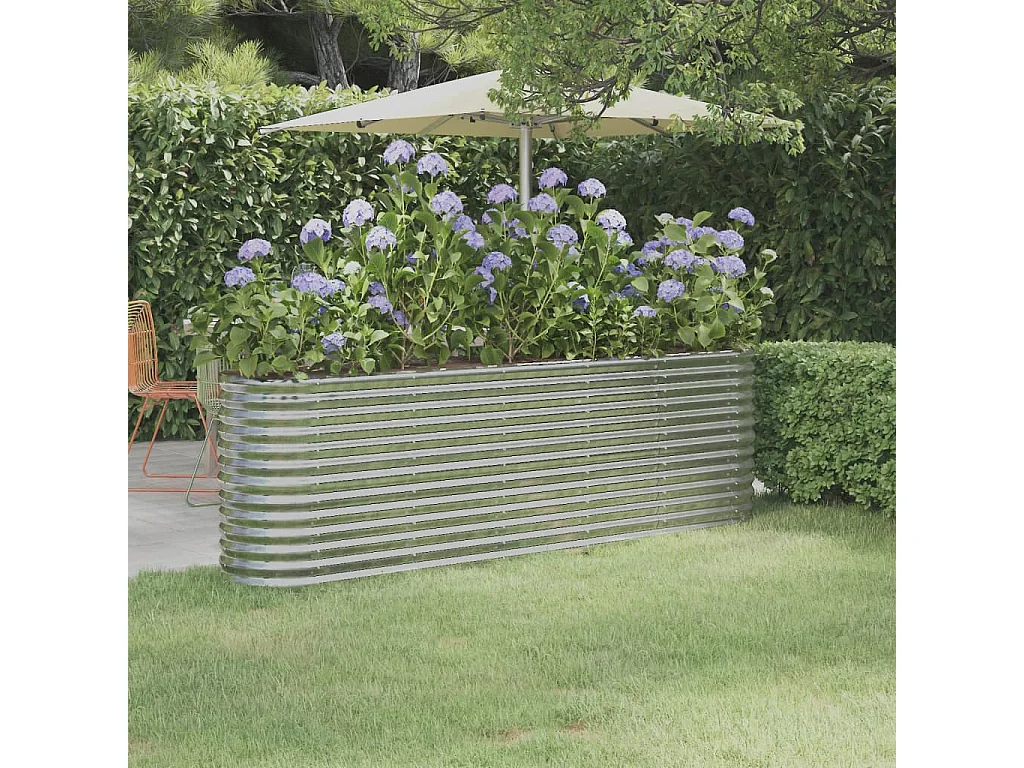 Lit surélevé de jardin Acier enduit de poudre Argenté