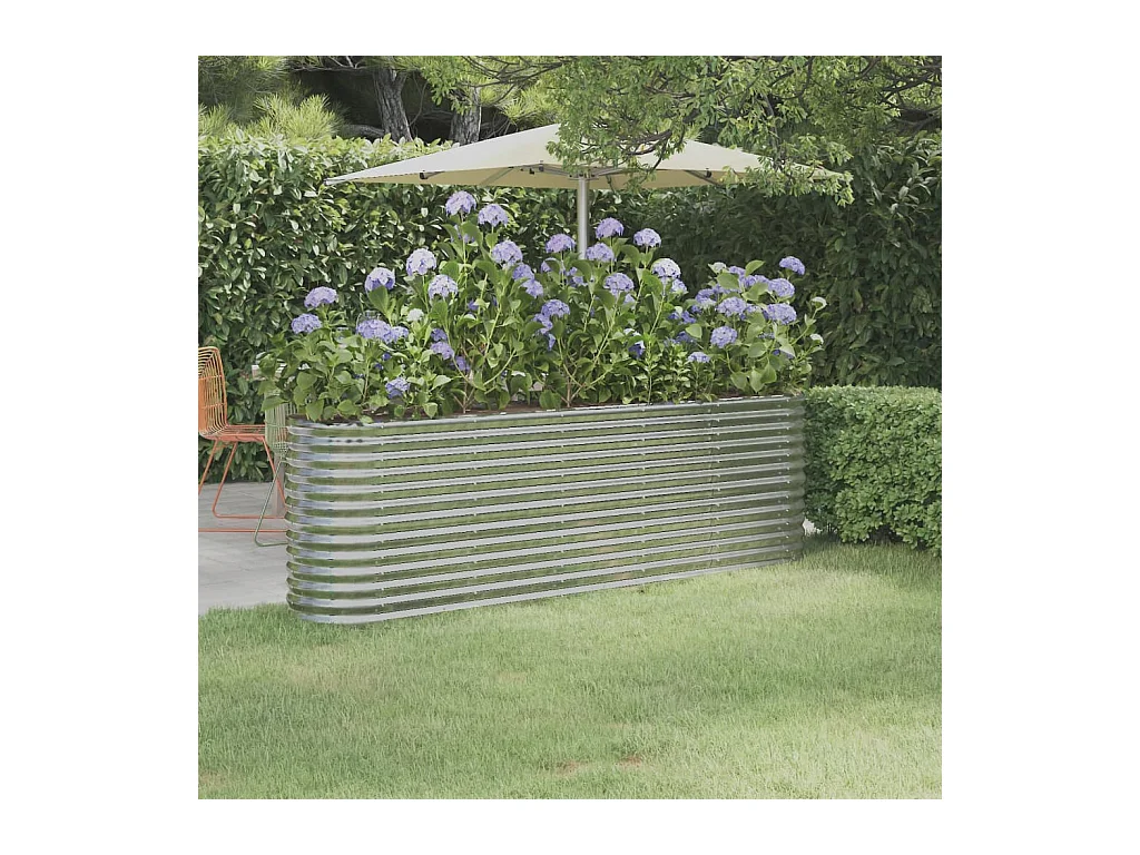 Lit surélevé de jardin Acier enduit de poudre Argenté