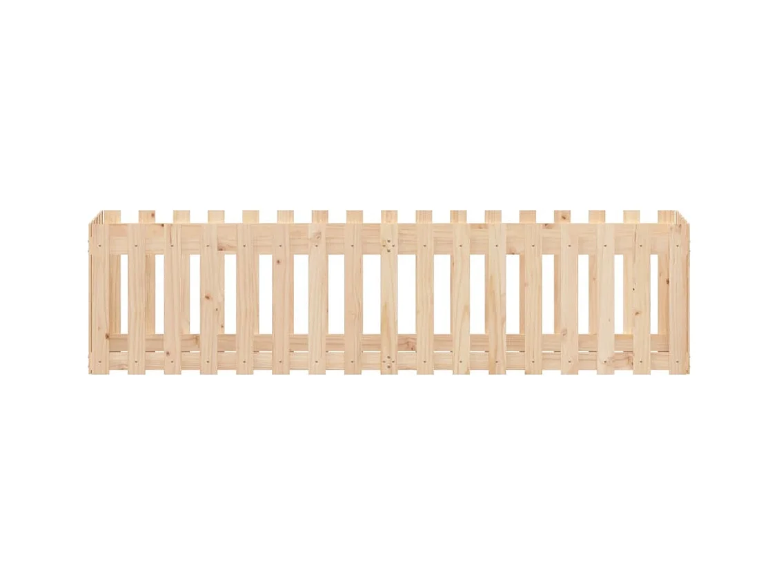Arriate elevado jardín con valla madera maciza pino 200x50x50cm