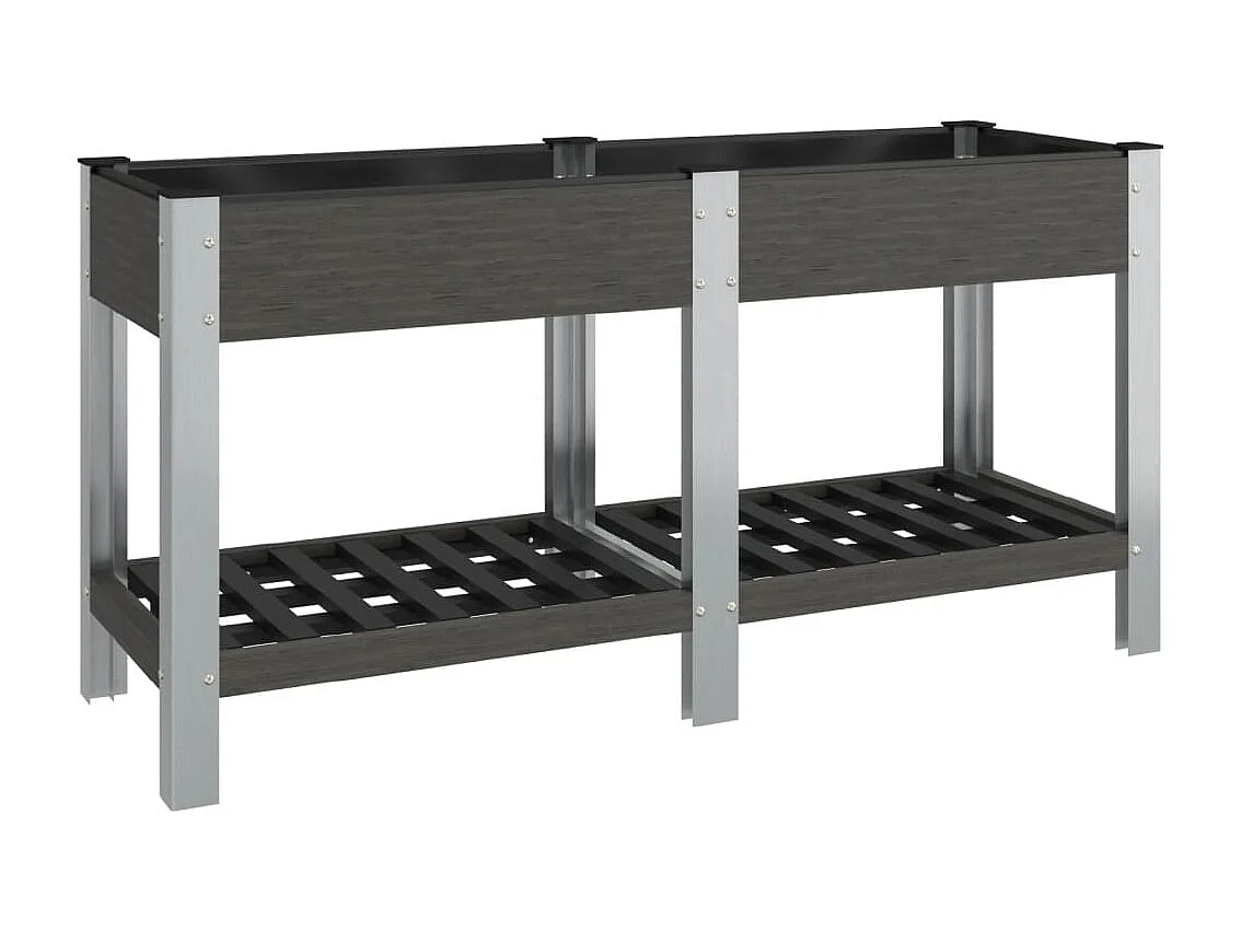 Arriate de jardín con estante WPC gris 150x50x75 cm