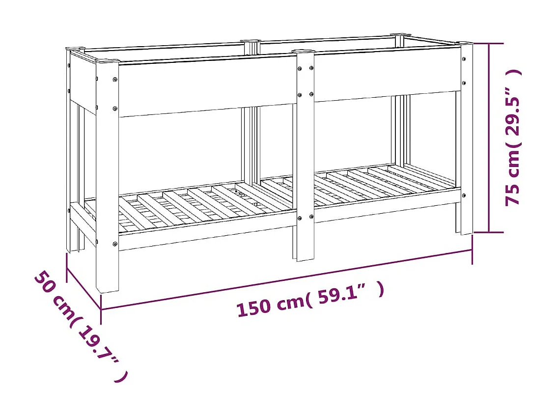 Arriate de jardín con estante WPC gris 150x50x75 cm