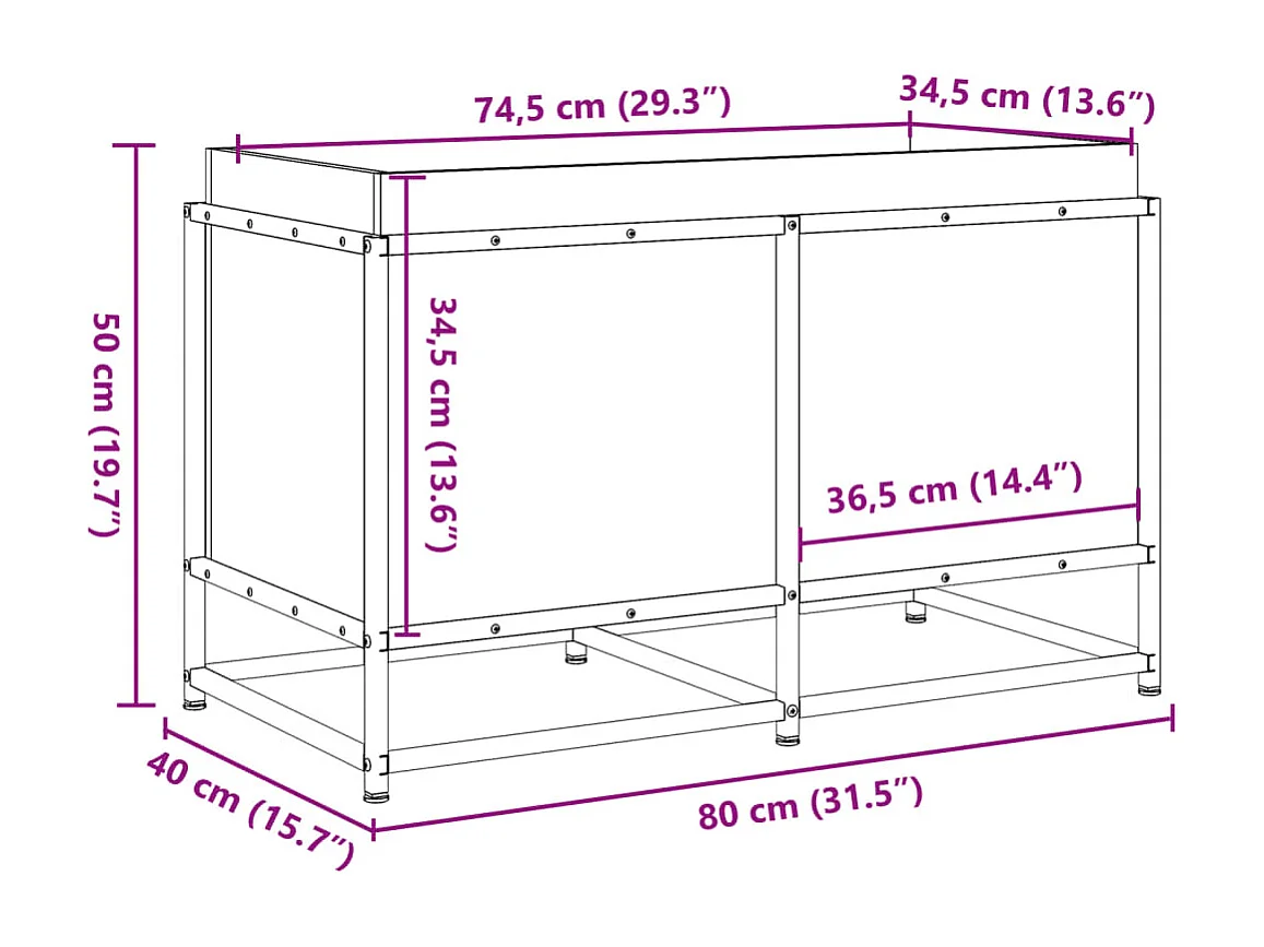 Jardinière 80x40x50 cm bois de pin imprégné