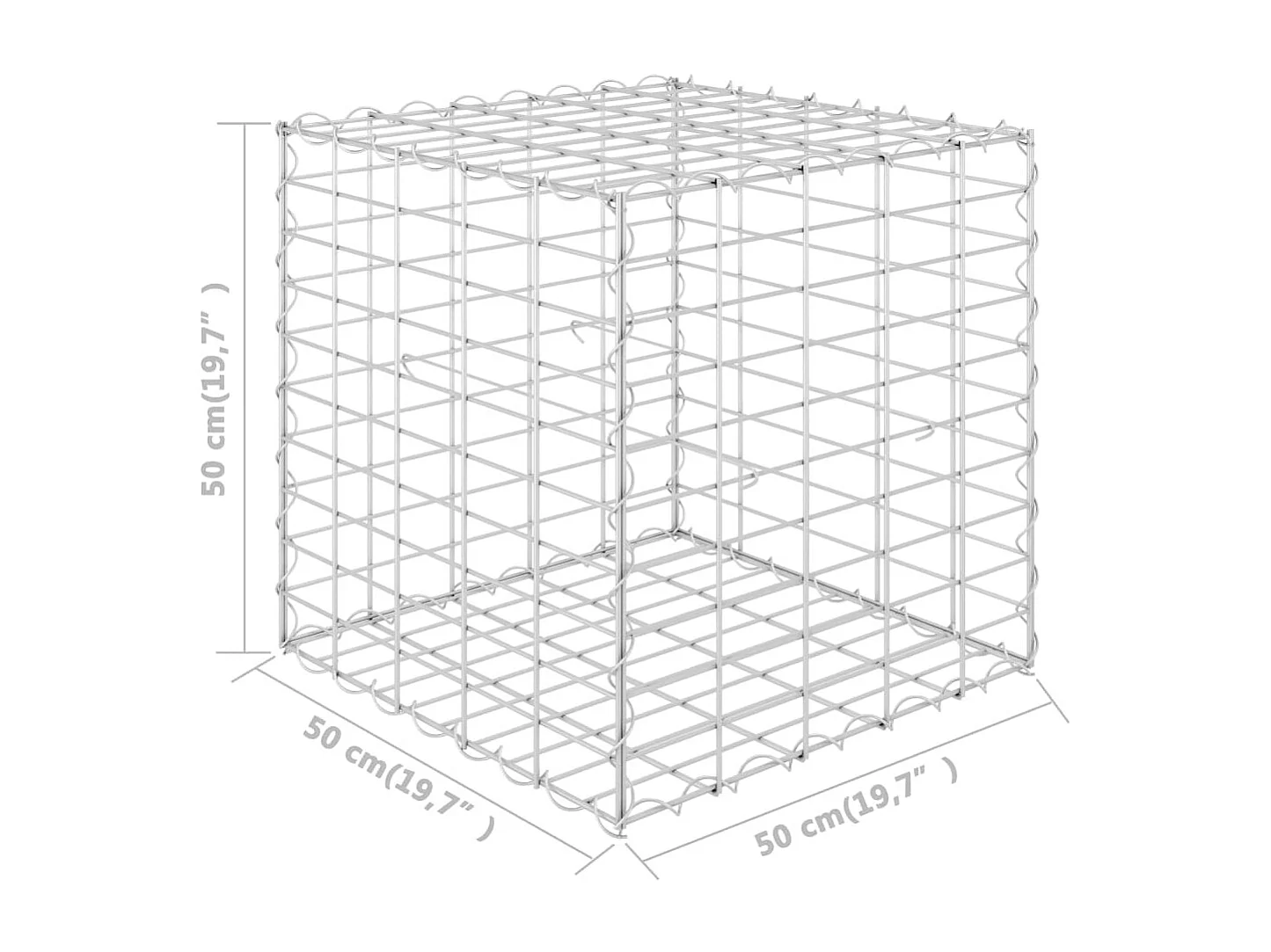 Lit surélevé cube à gabion Fil d'acier 50x50x50 cm