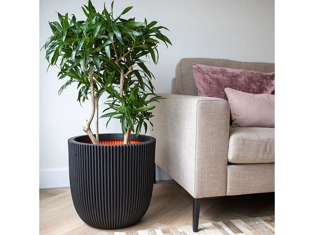 Maceta Groove negro 43x41 cm