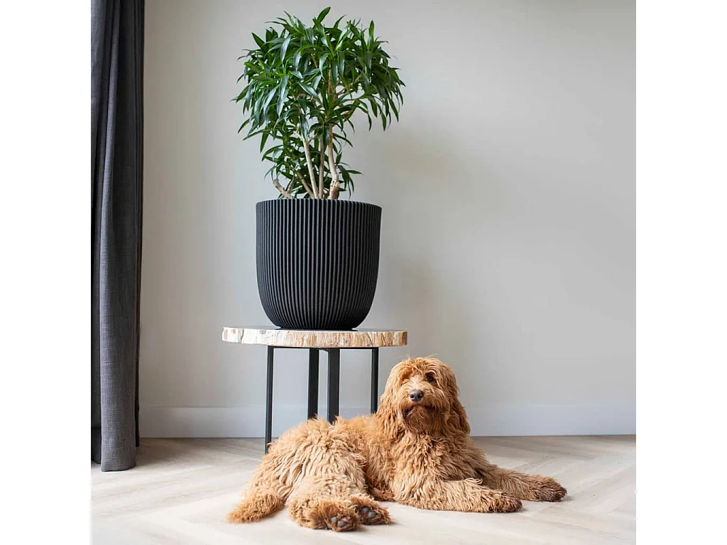 Maceta Groove negro 43x41 cm