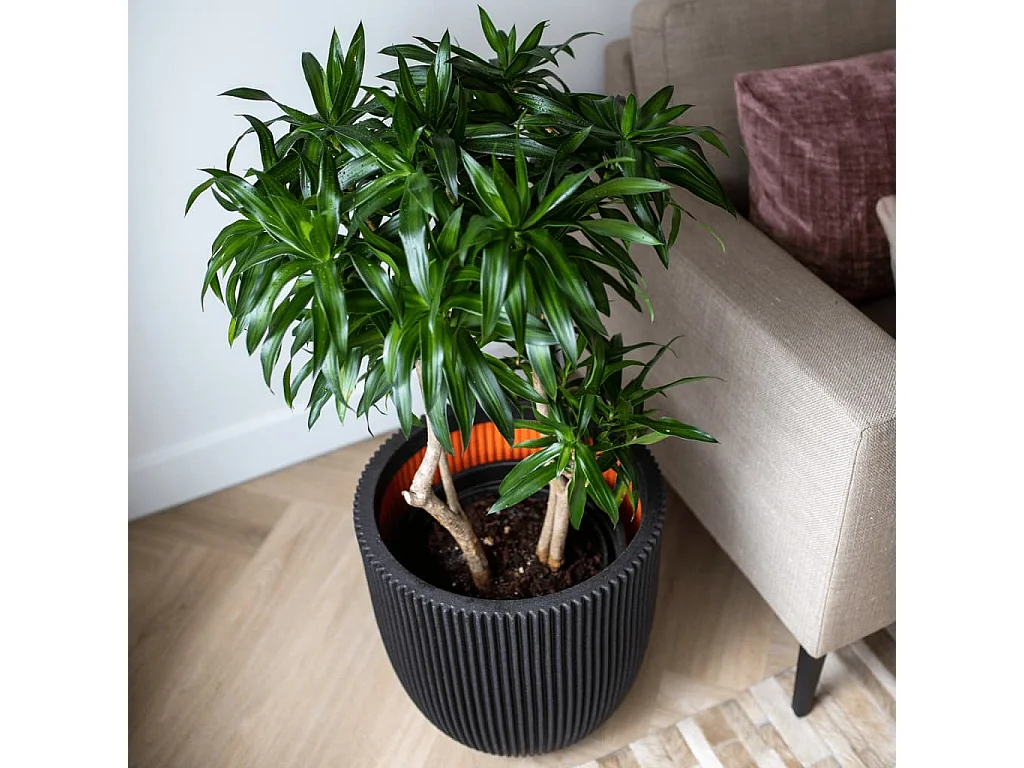 Maceta Groove negro 43x41 cm