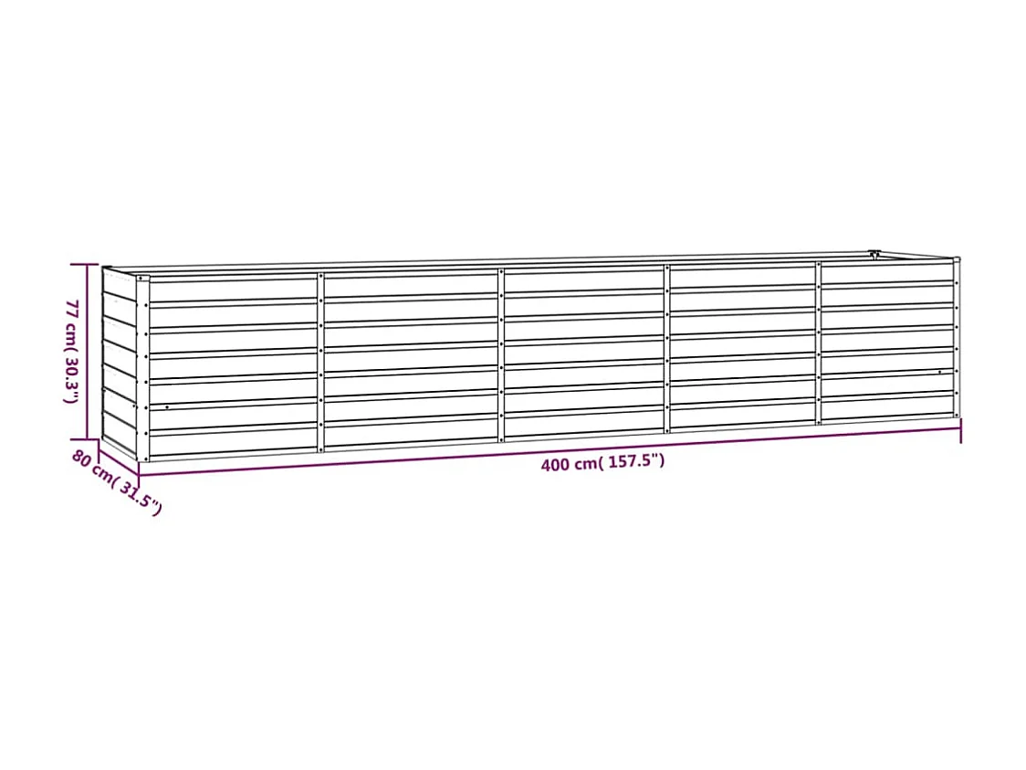 Canteiro de jardim 400x80x77 cm aço corten cor enferrujado
