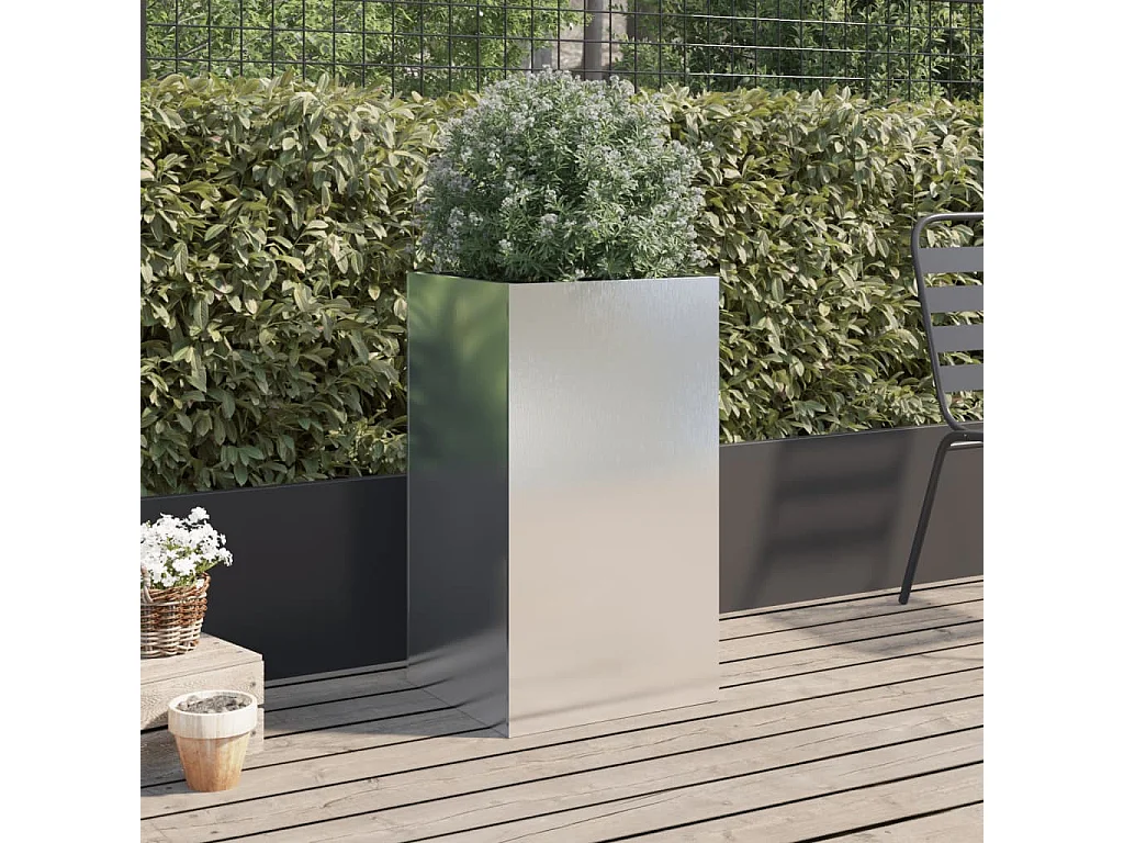 Jardinera de acero inoxidable plateado 42x38x75 cm