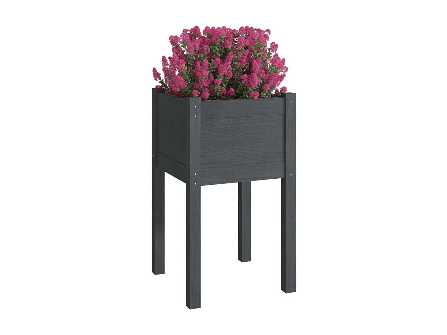 Vaso/floreira de jardim 40x40x70 cm pinho maciço cinzento