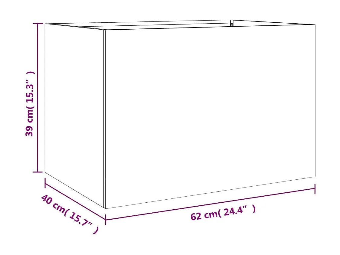 Vaso/floreira 62x40x39 cm aço laminado a frio verde-azeitona