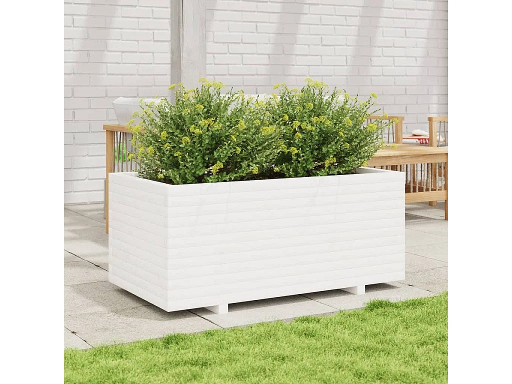 Jardinera madera maciza de pino blanco 110x60x49,5 cm