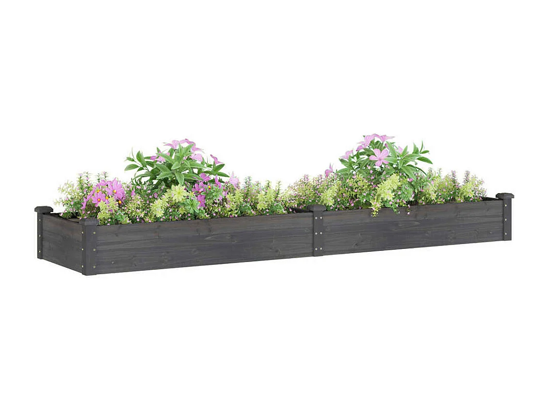 Jardinera arriate con forro madera abeto gris 240x60x25 cm