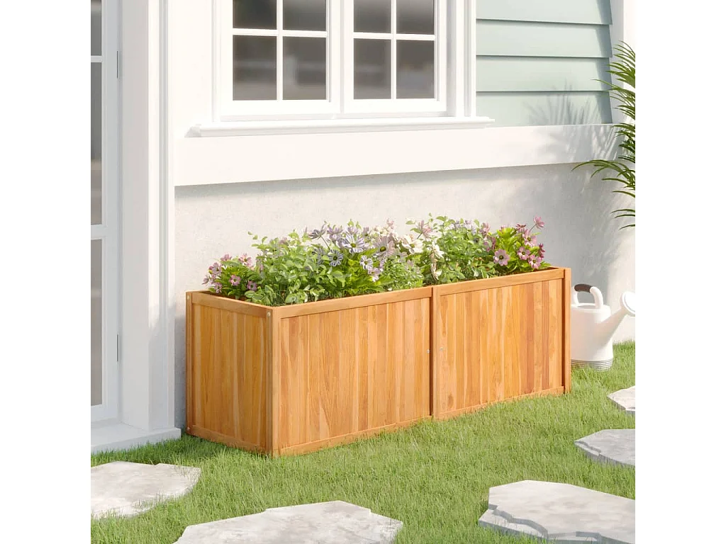 Canteiro elevado 150x50x50 cm madeira de teca maciça