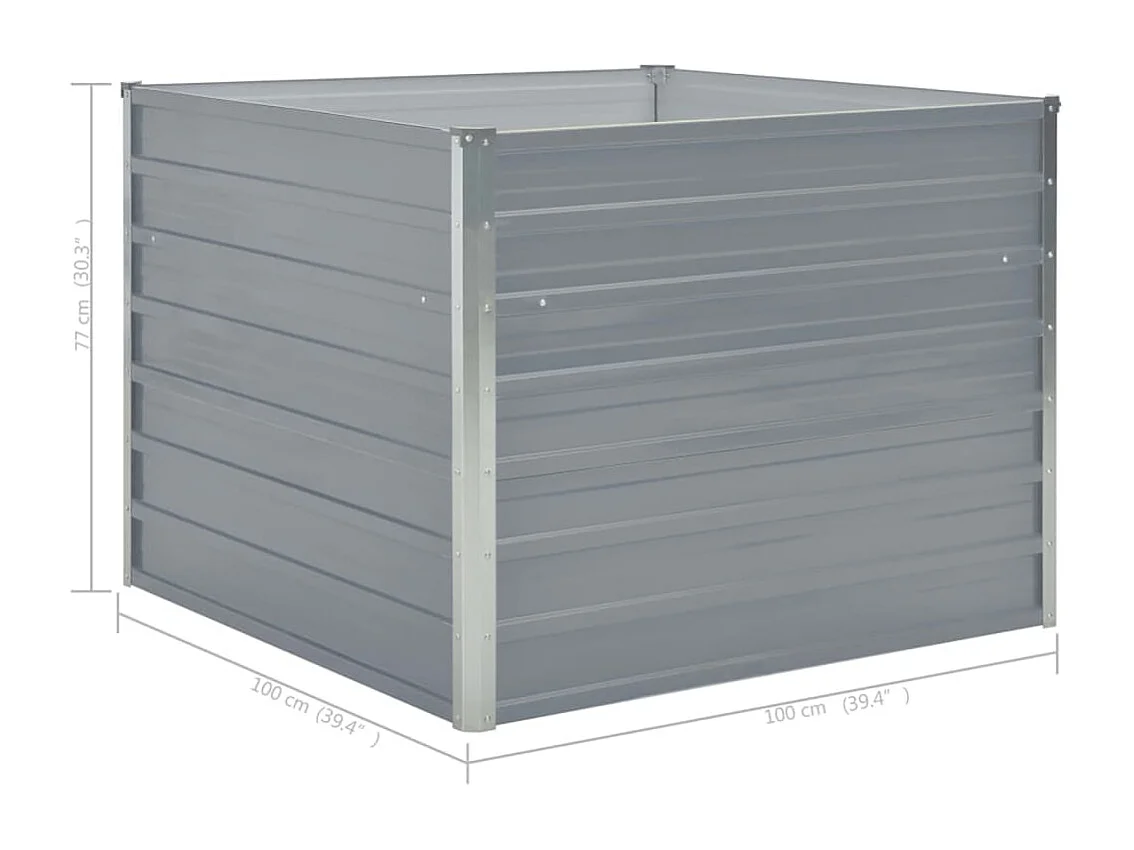 Jardinera elevada 100x100x77 cm acero galvanizado gris