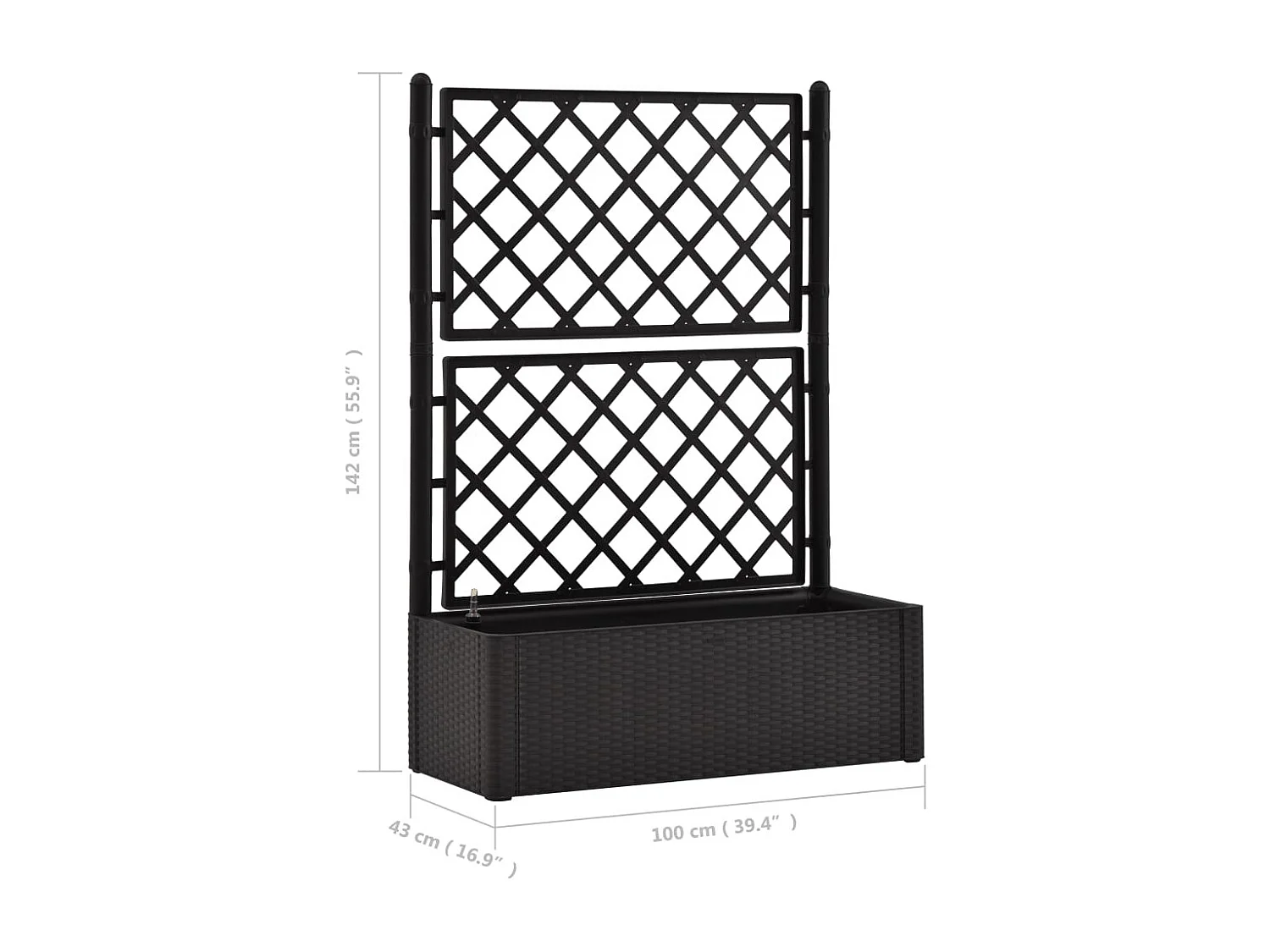 Arriate con enrejado y sistema de riego automático antracita