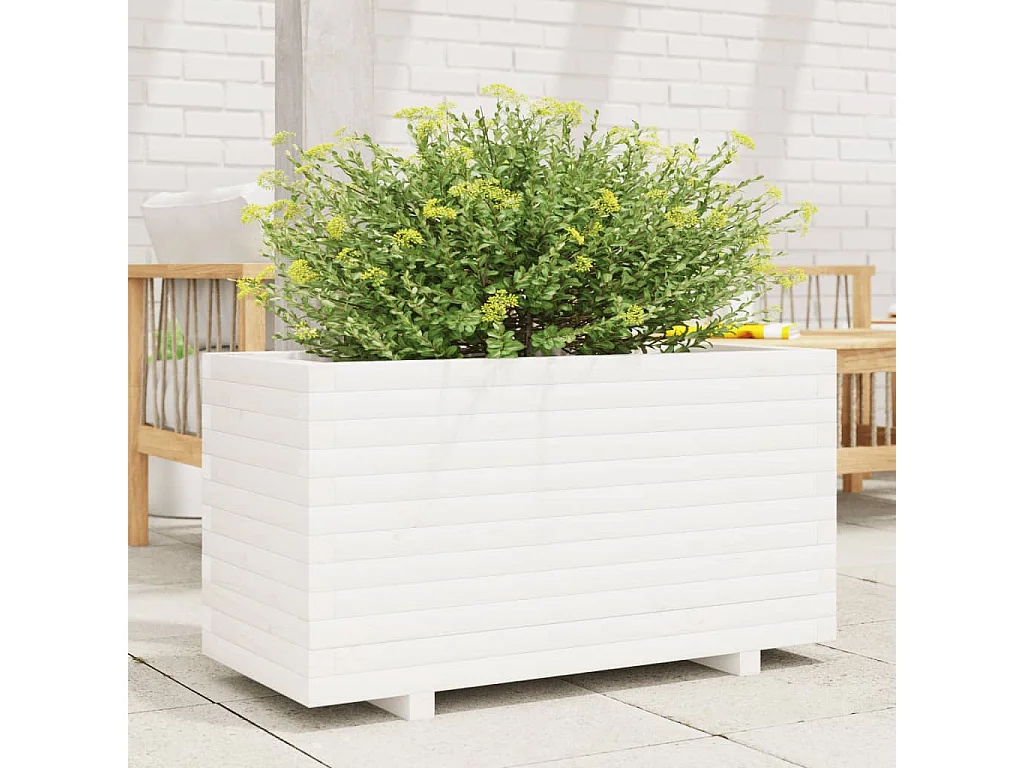 Jardinera madera maciza de pino blanco 90x40x49,5 cm