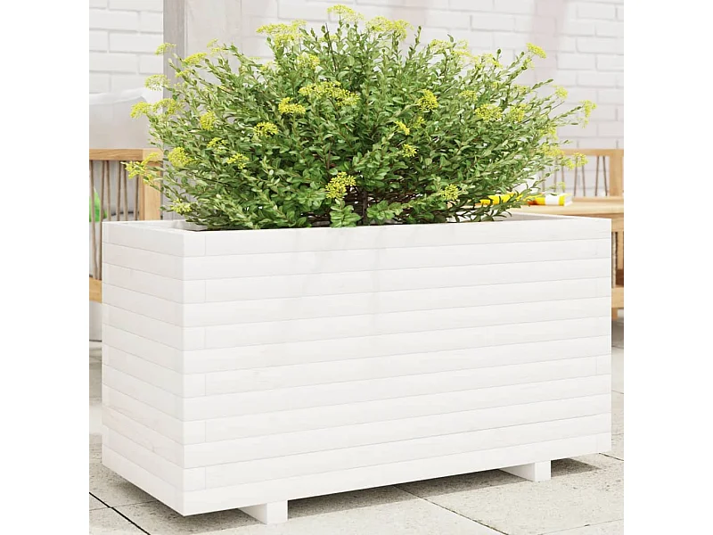 Jardinière blanc 90x40x49,5 cm bois de pin massif