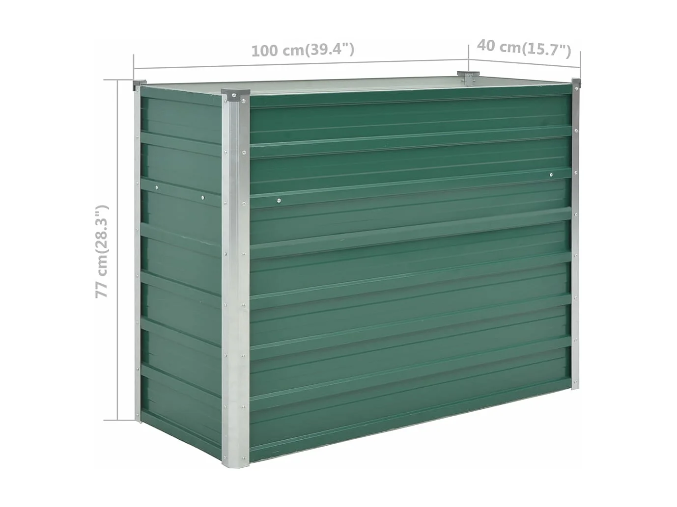 Canteiro elevado de jardim aço galvanizado 100x40x77 cm verde