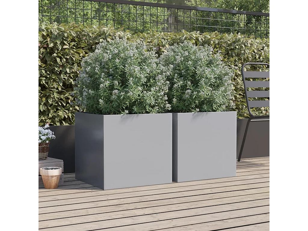 Jardinières 2 pièces argenté 49x47x46 cm acier galvanisé