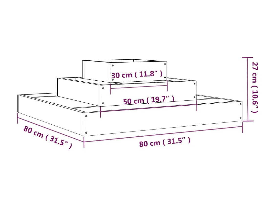 Jardinière Blanc 80x80x27 cm Bois massif de pin