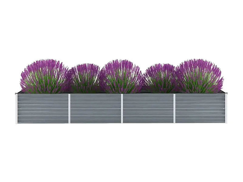 Lit surélevé de jardin Acier galvanisé 320x80x45 cm Gris