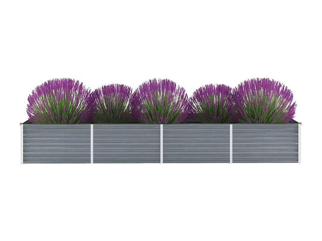 Lit surélevé de jardin Acier galvanisé 320x80x45 cm Gris