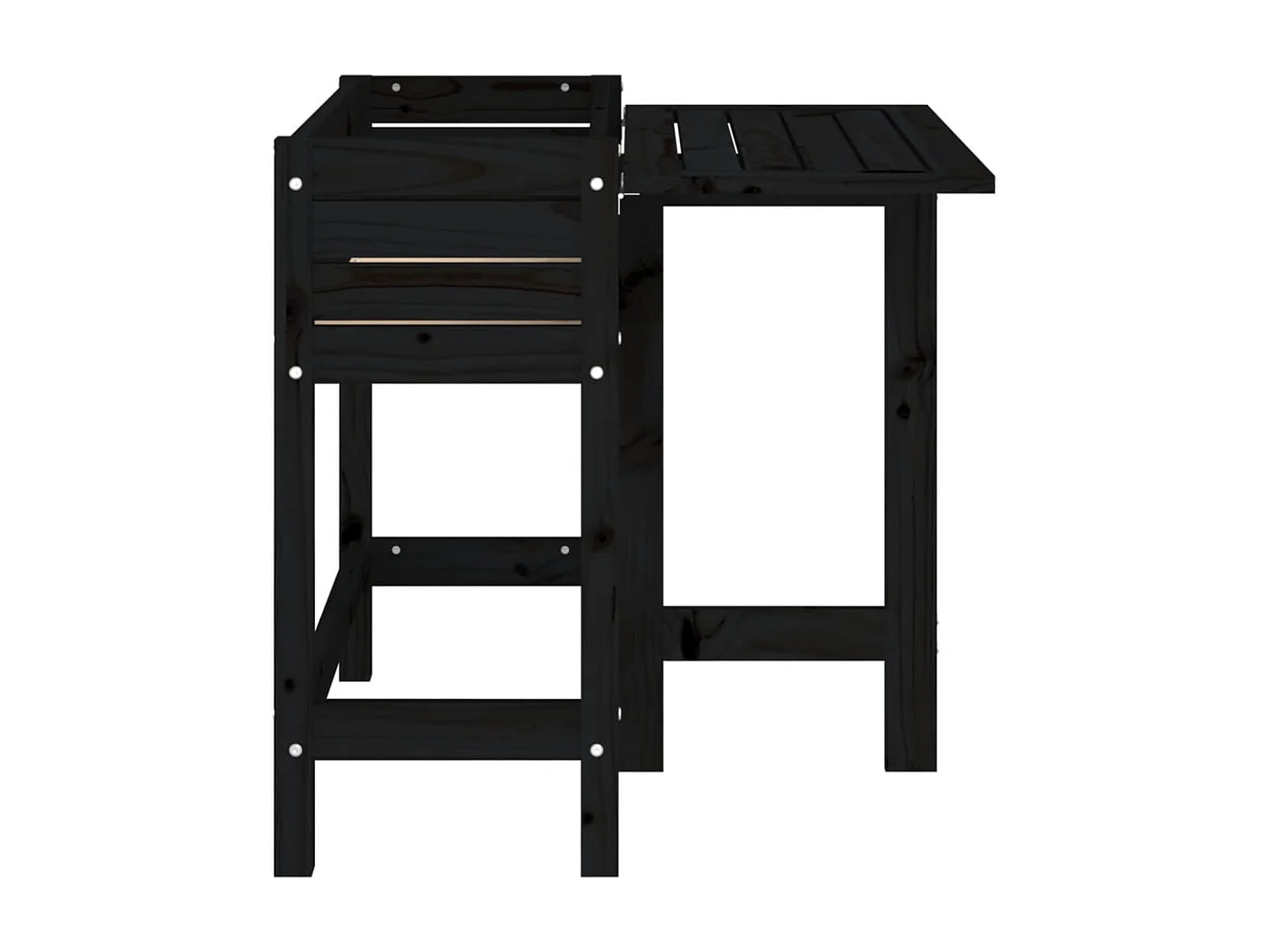 Jardinera con tapa plegable madera maciza de pino negro