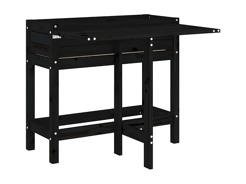 Jardinière de jardin avec dessus pliable noir bois pin massif