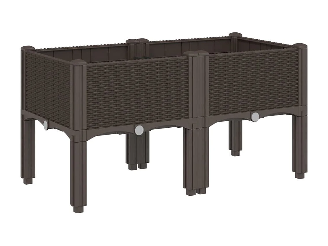 Vaso/floreira de jardim c/ pernas 80x40x42 cm PP castanho