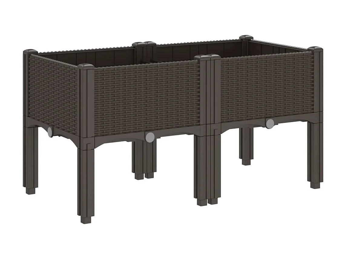 Vaso/floreira de jardim c/ pernas 80x40x42 cm PP castanho