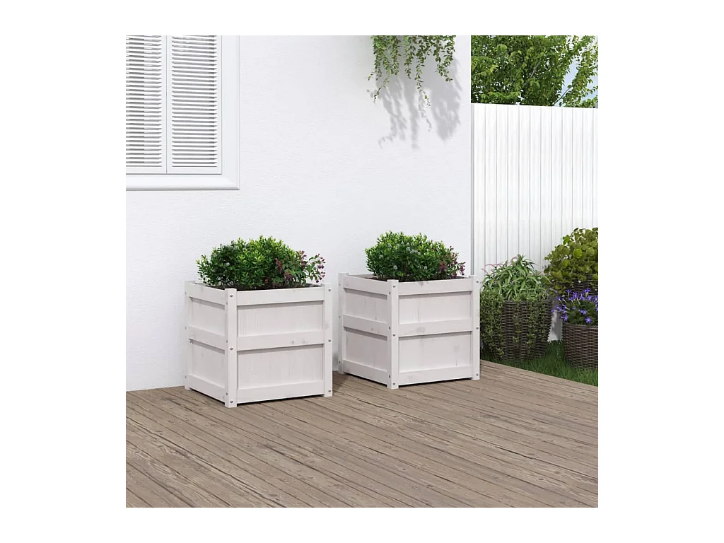 Jardineras de exterior 2 unidades madera maciza de pino blanco