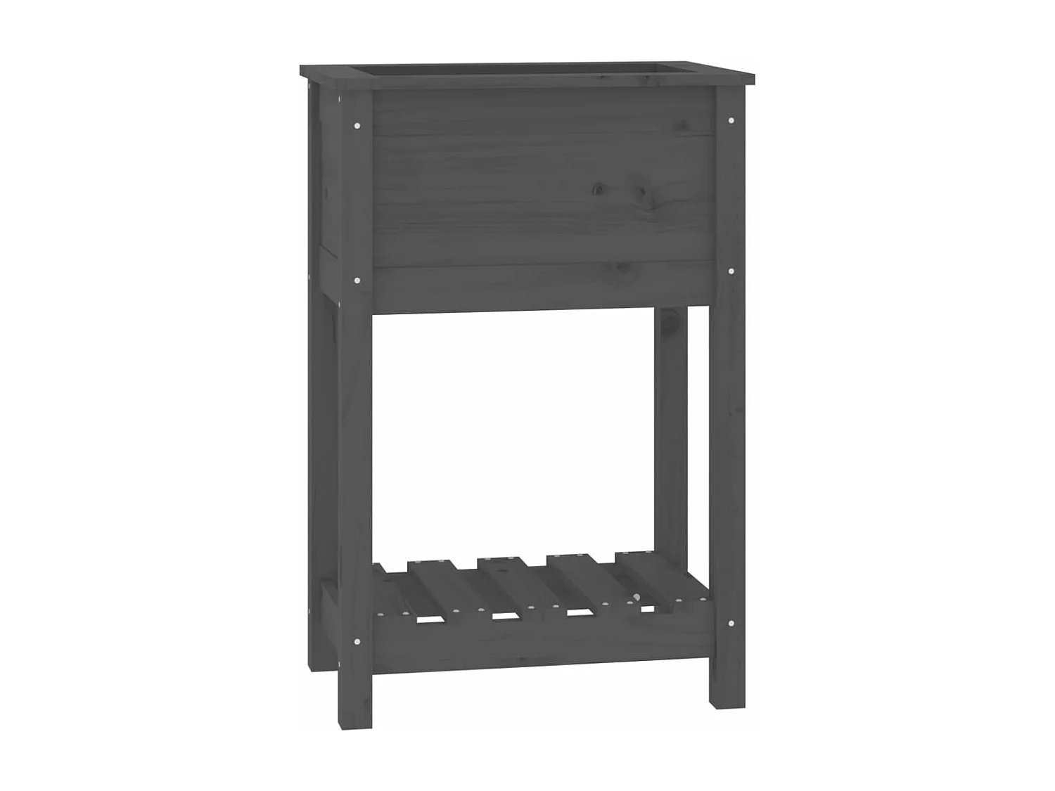 Jardinera de madera maciza de pino gris 54x34,5x81 cm