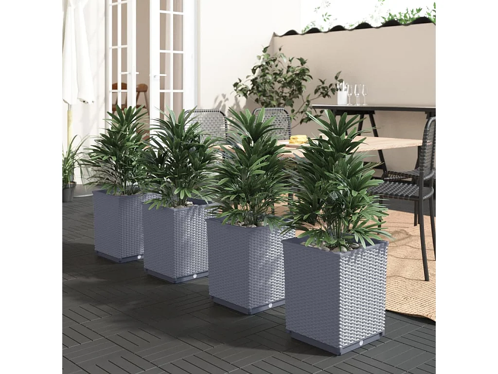 Jardinières 4 pièces gris foncé 30x30x37 cm polypropylène