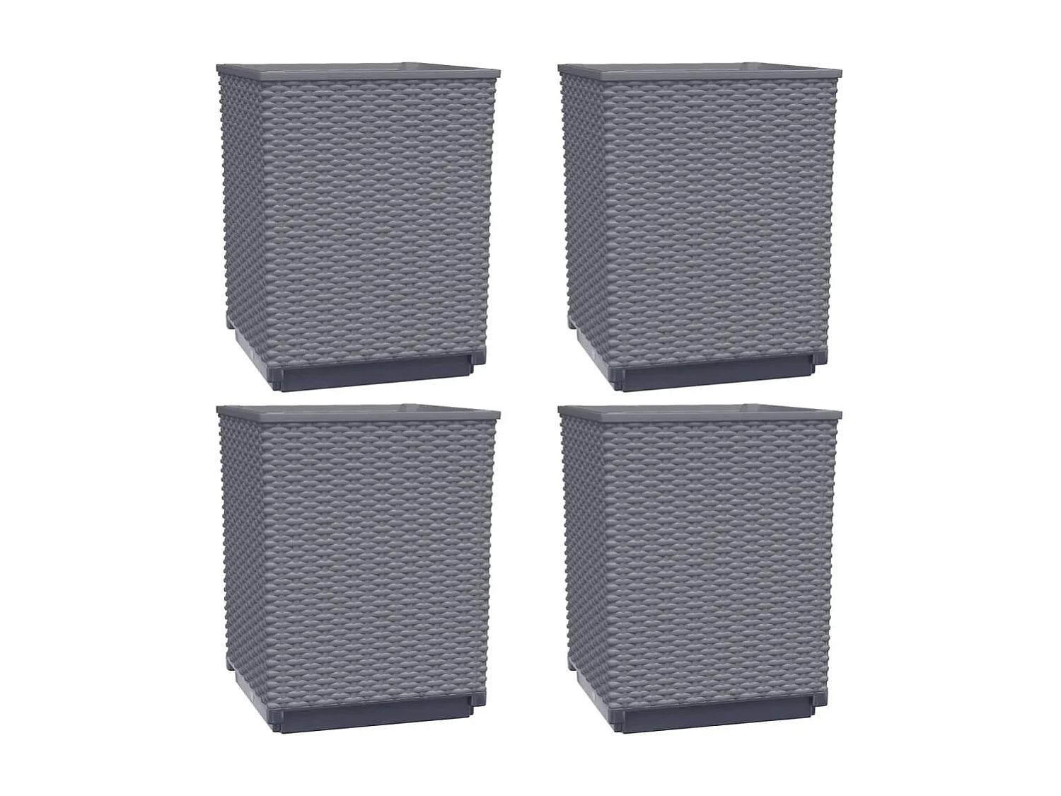 Jardinières 4 pièces gris foncé 30x30x37 cm polypropylène