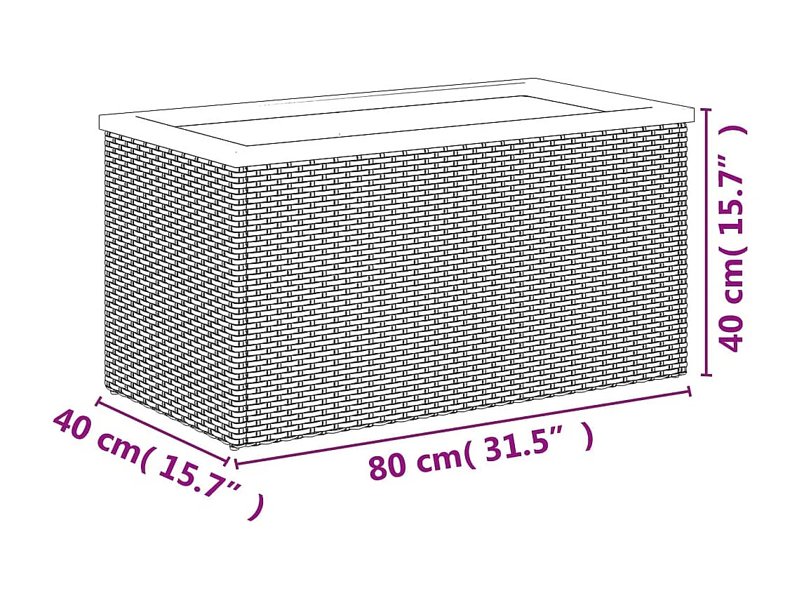 Vaso/floreira 80x40x40 cm vime PE preto