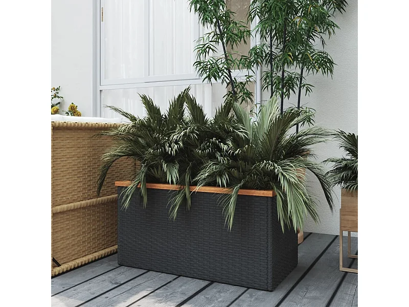 Vaso/floreira 80x40x40 cm vime PE preto