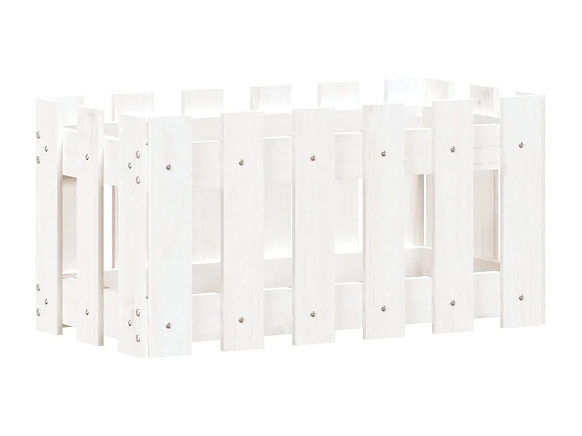 Vaso de jardim c/ design cerca 60x30x30 cm pinho maciço branco