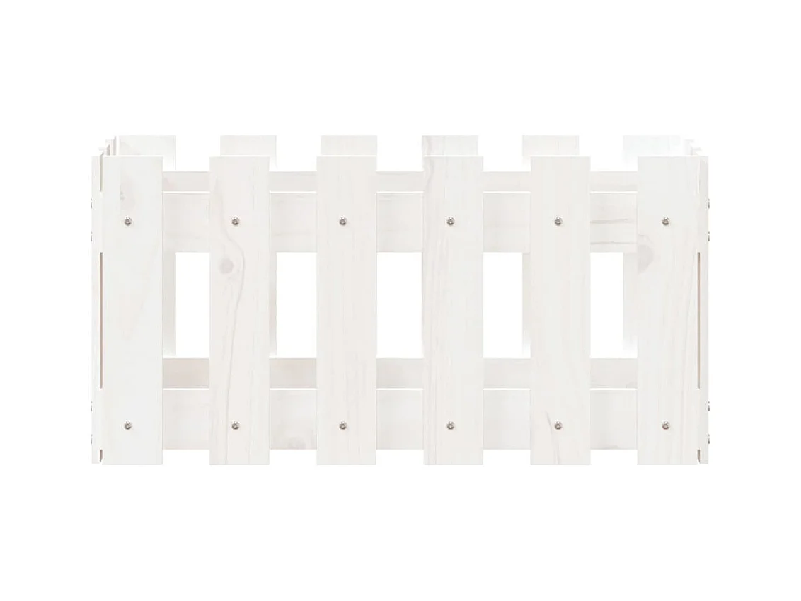 Jardinière avec design de clôture blanc 60x30x30 cm pin massif