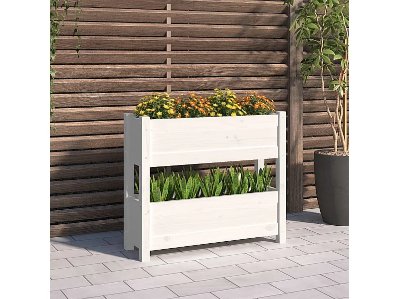 Jardinera de madera maciza de pino blanco 77x25x66 cm