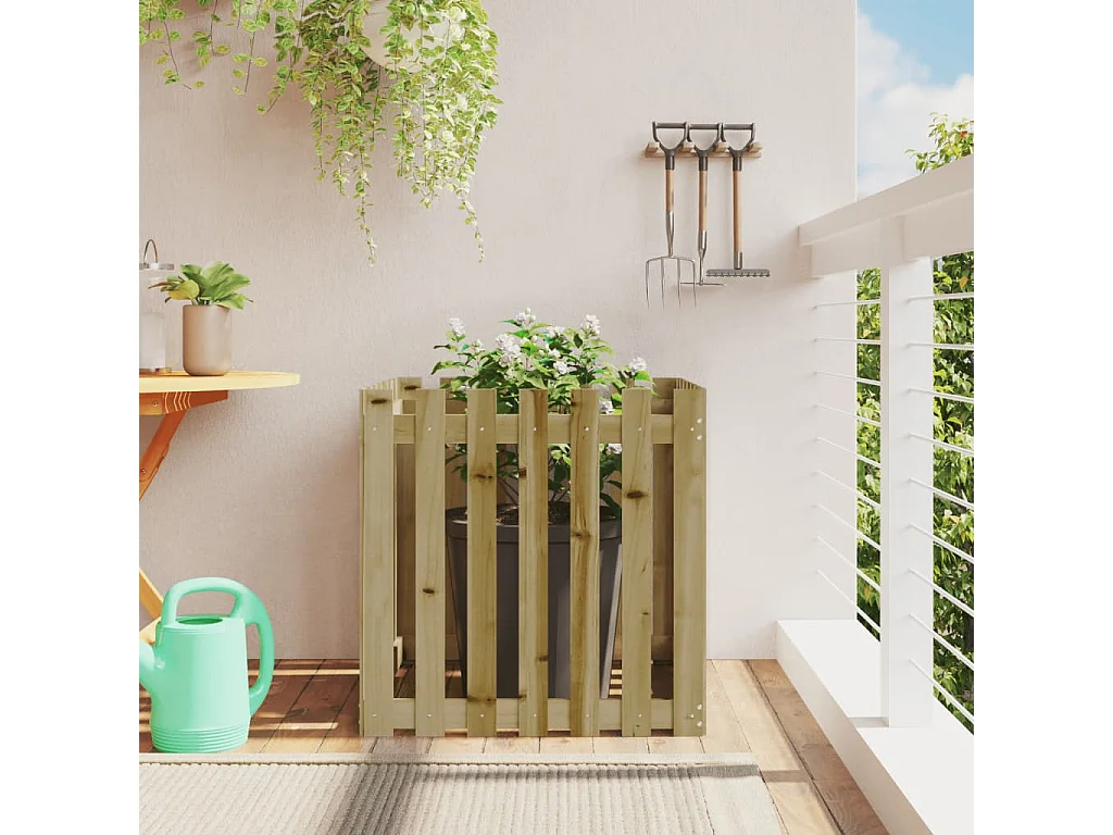 Jardinière avec design de clôture 70x70x70 cm pin imprégné